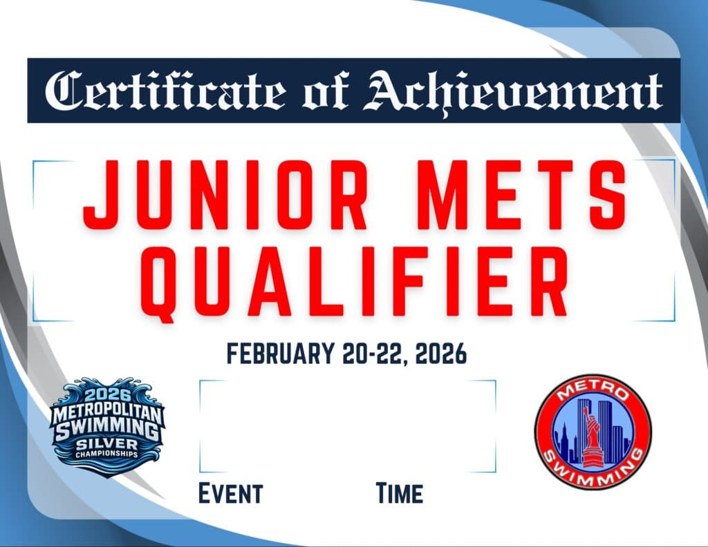 Junior Mets Qualifier Certificate of Achievement